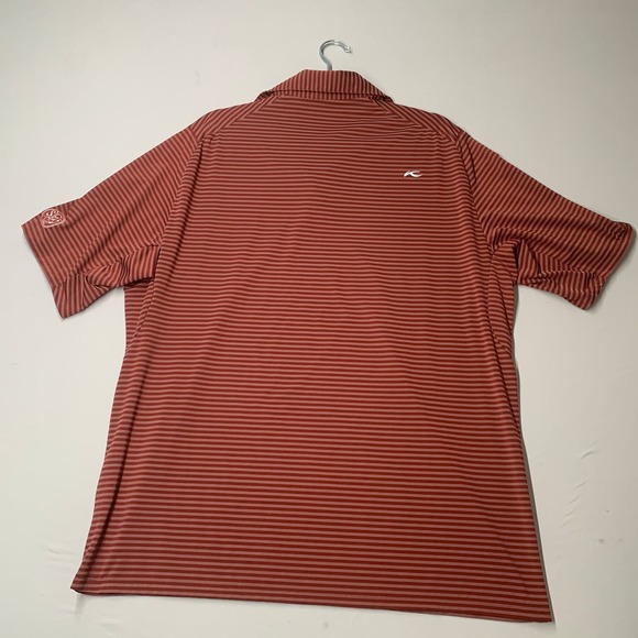 Kjus Men Polo Shirt XL Orange Striped Short Sleeve Golf UPF 50 Active Collared - Picture 9 of 13